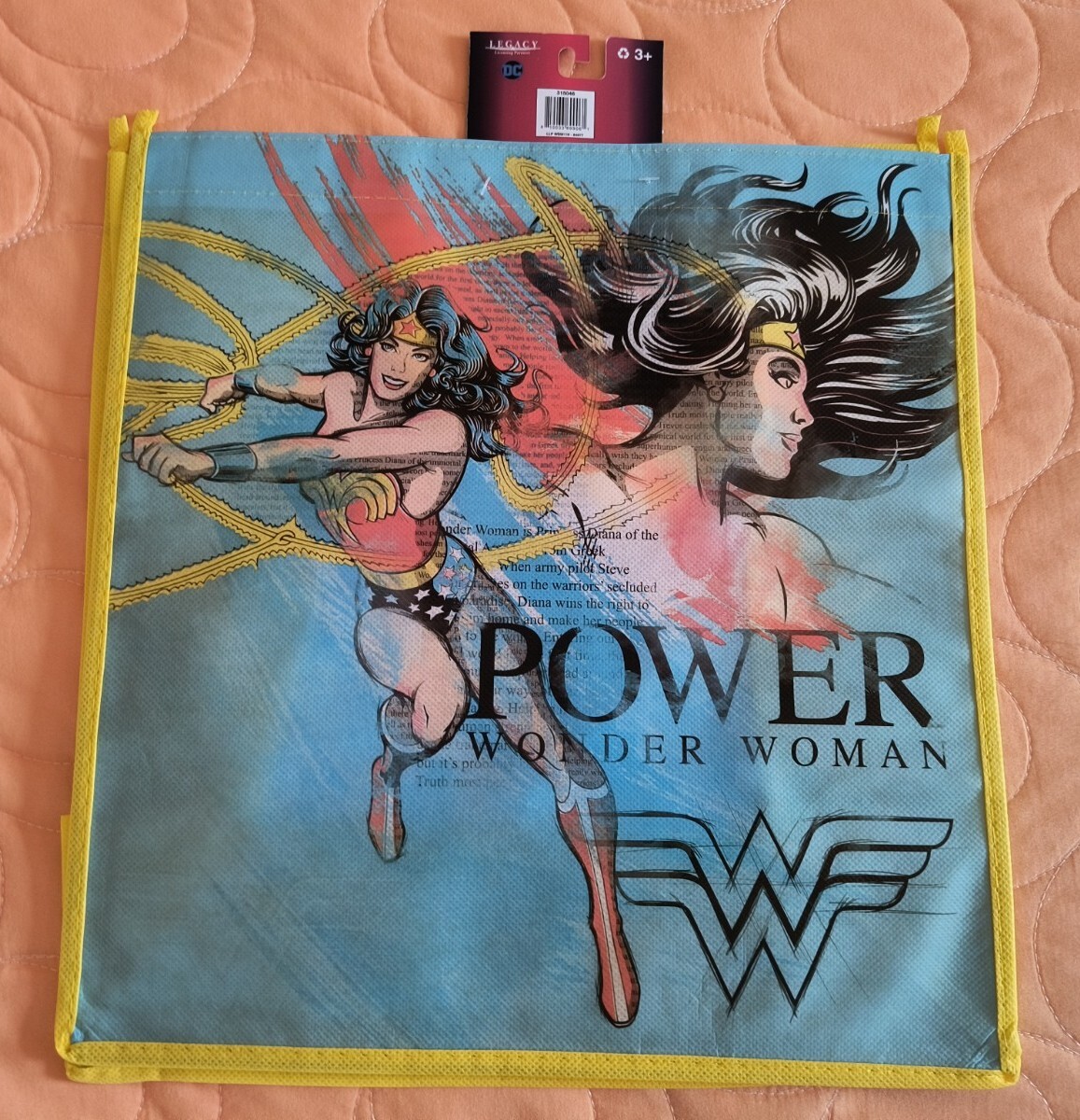 DC Comics Wonder Woman Superhero Reusable Eco Yellow Gift/Shopping Bag 🆕🆓ship!