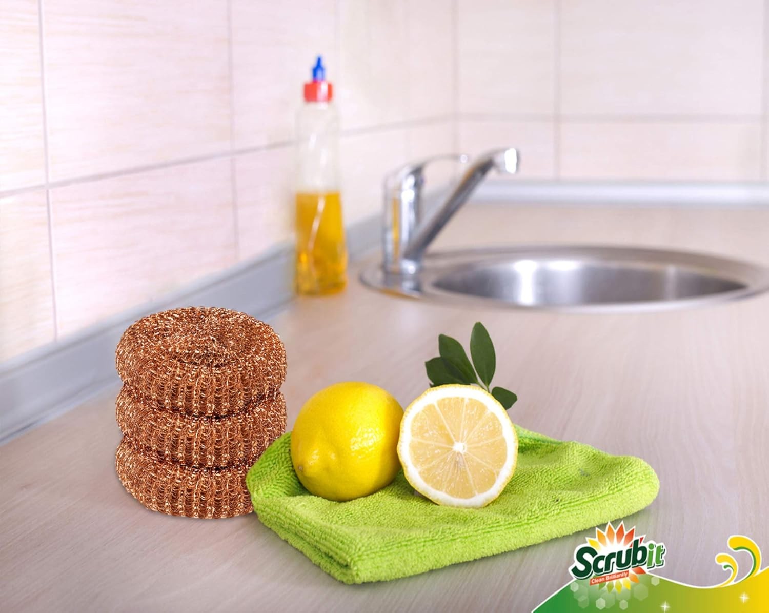 12 Pack Copper Coated Scourers By “ Scrubber Pad Used For Dishes Pots Pans And O