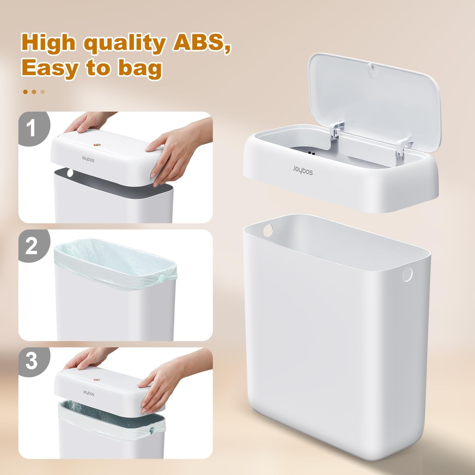 2 Pack Bathroom Trash Can with Lid, 3 Gal/12 L & 2.7 Gal/10L Garbage Can with…