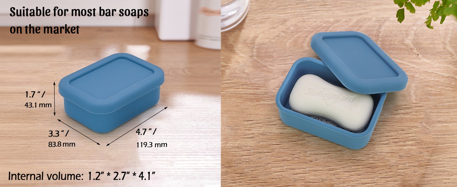Leak Proof Silicone Travel Soap Case with Drain Pad, Shatterproof Compact Bar