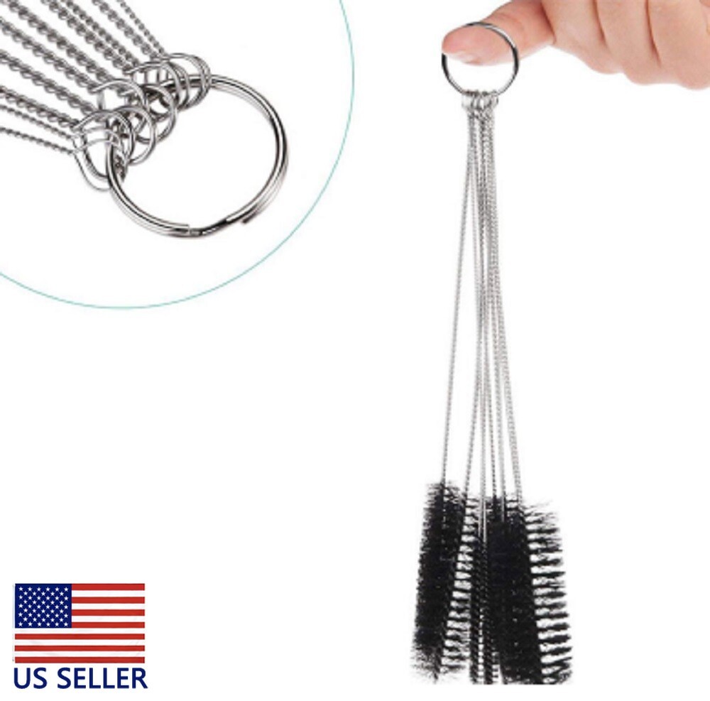 10-Pack Nylon Straw Cleaning Brushes–Stainless Steel Wire Drink Pipe Cleaner Kit