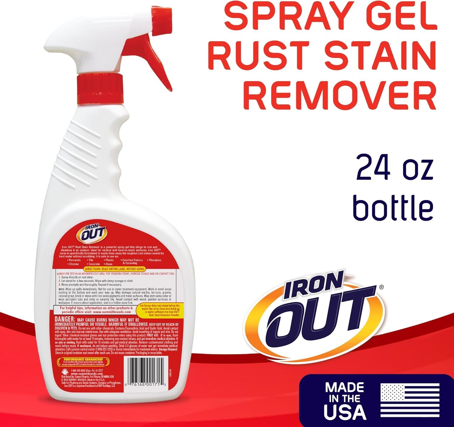 Easy-to-Use Rust Stain Remover Gel – 24 oz Spray for Indoor and Outdoor Cleaning