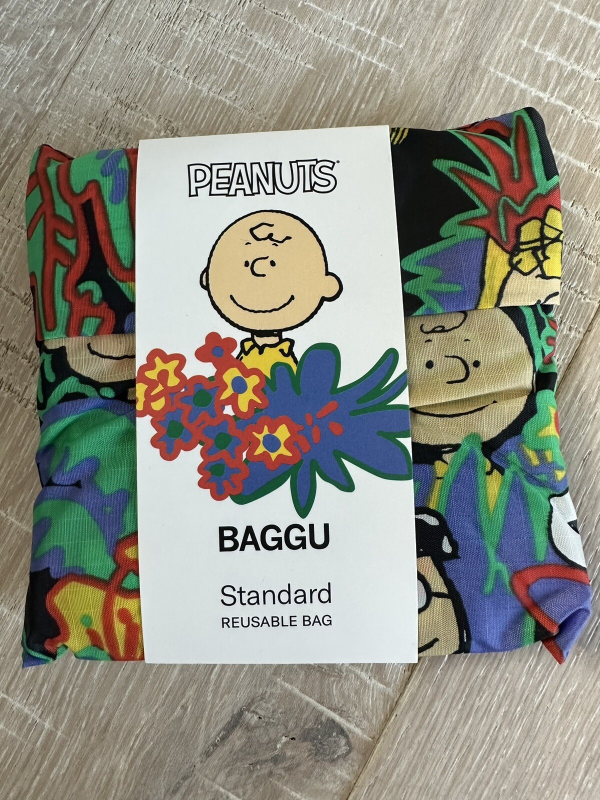 NWT New BAGGU x PEANUTS Standard Reusable Bag Rainforest gang Snoopy
