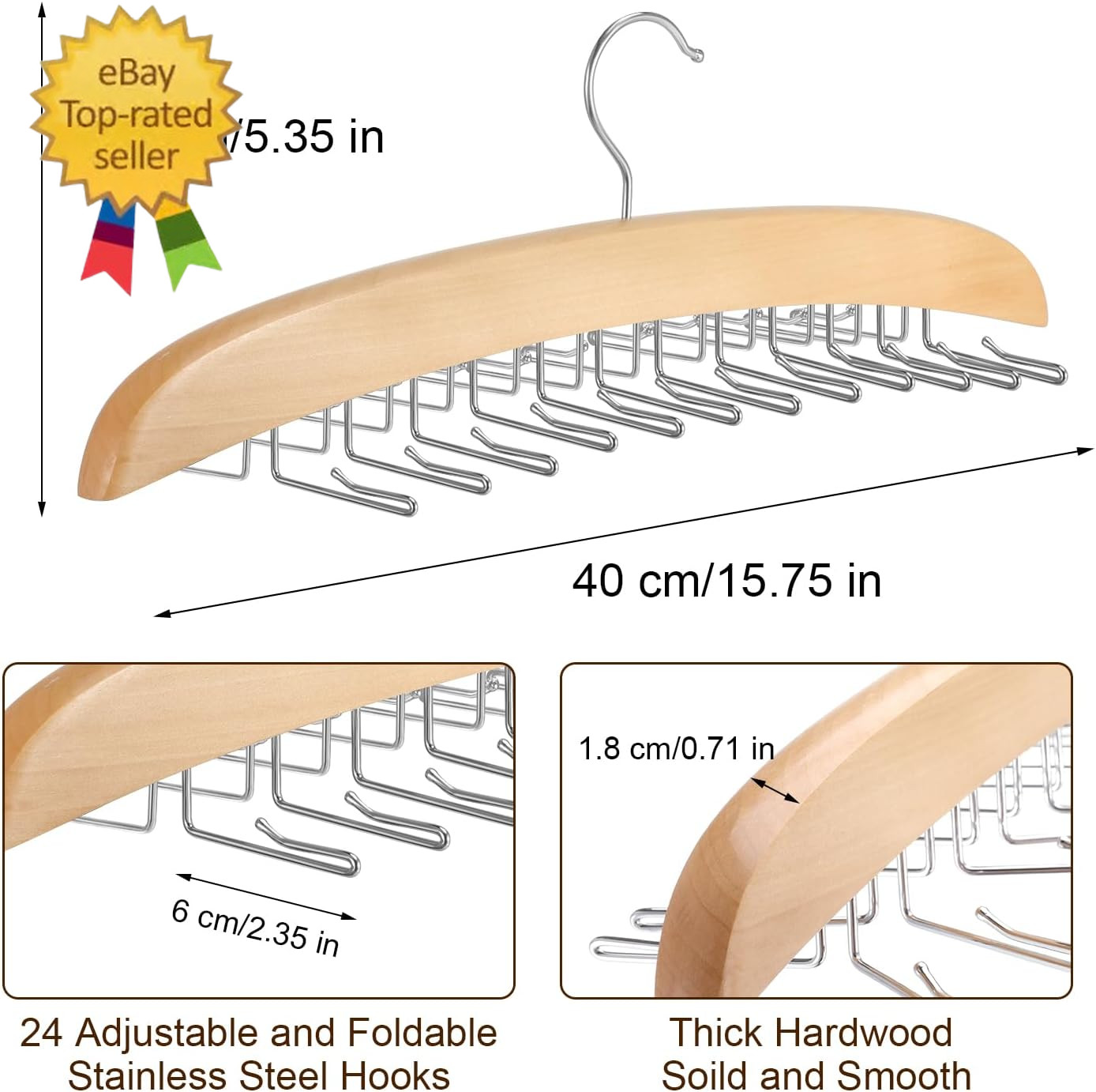 Tie Rack Hanger for Closet,360 Degree Rotating Tie Holder Organizer 24 Folding
