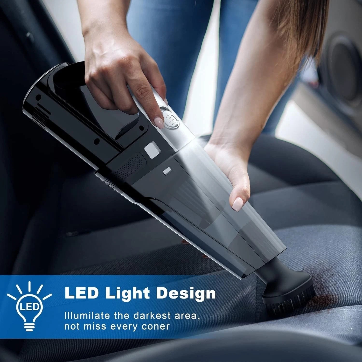 Lightweight Portable Car Vacuum with 7000PA Suction Power & Multi-Cleaning Tools