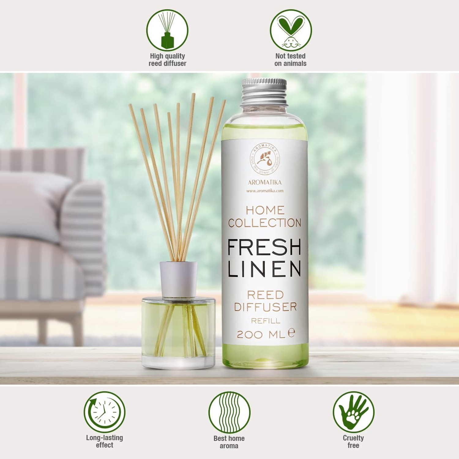 Reed Diffuser Refill Fresh Linen 6.8 Fl Oz (200ml) – Room Diffuser Refill – H…