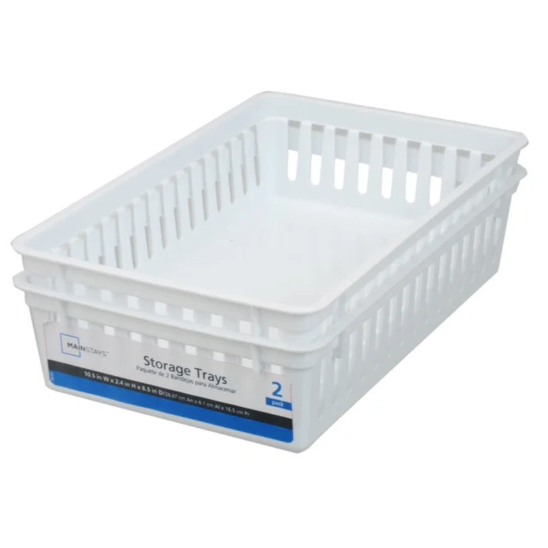 (6 Pack) Mainstays 2-Pack Plastic Drawer Organizer Storage Bin Set, Mini Drawer