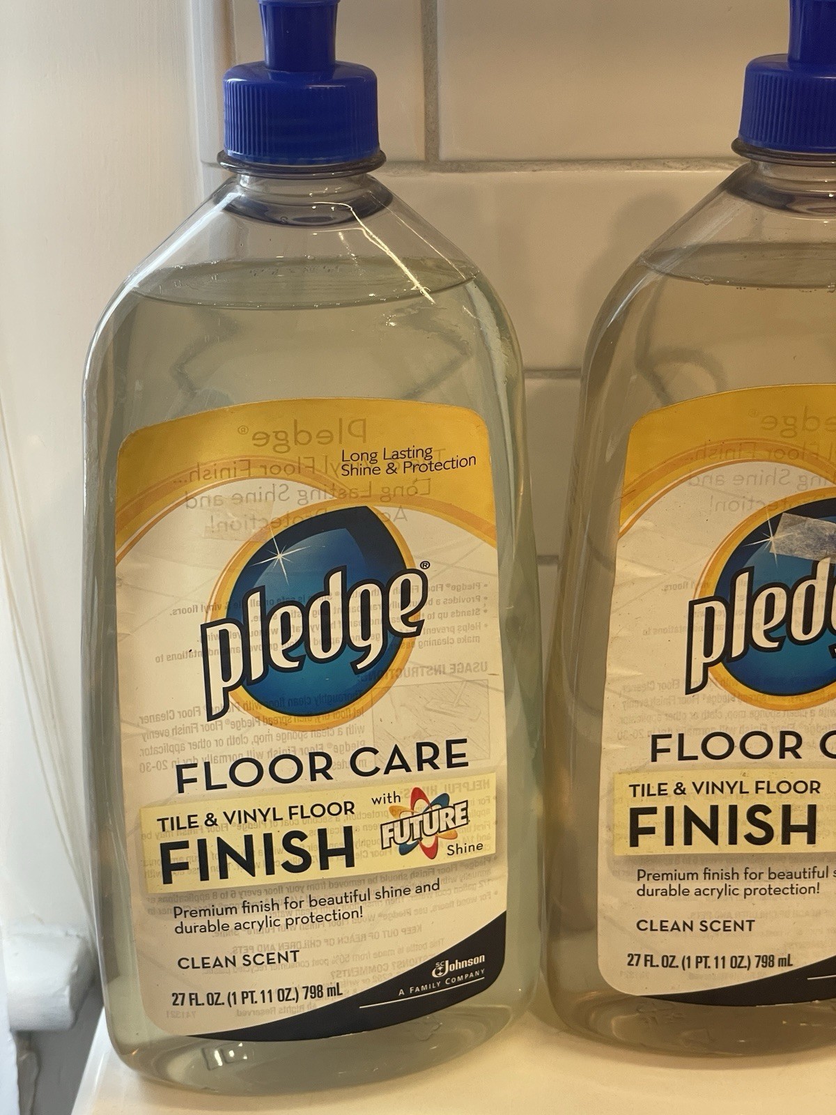 Pledge Floor Care Future Shine Tile Vinyl Floor Finish 27 fl oz Lot of 3 New