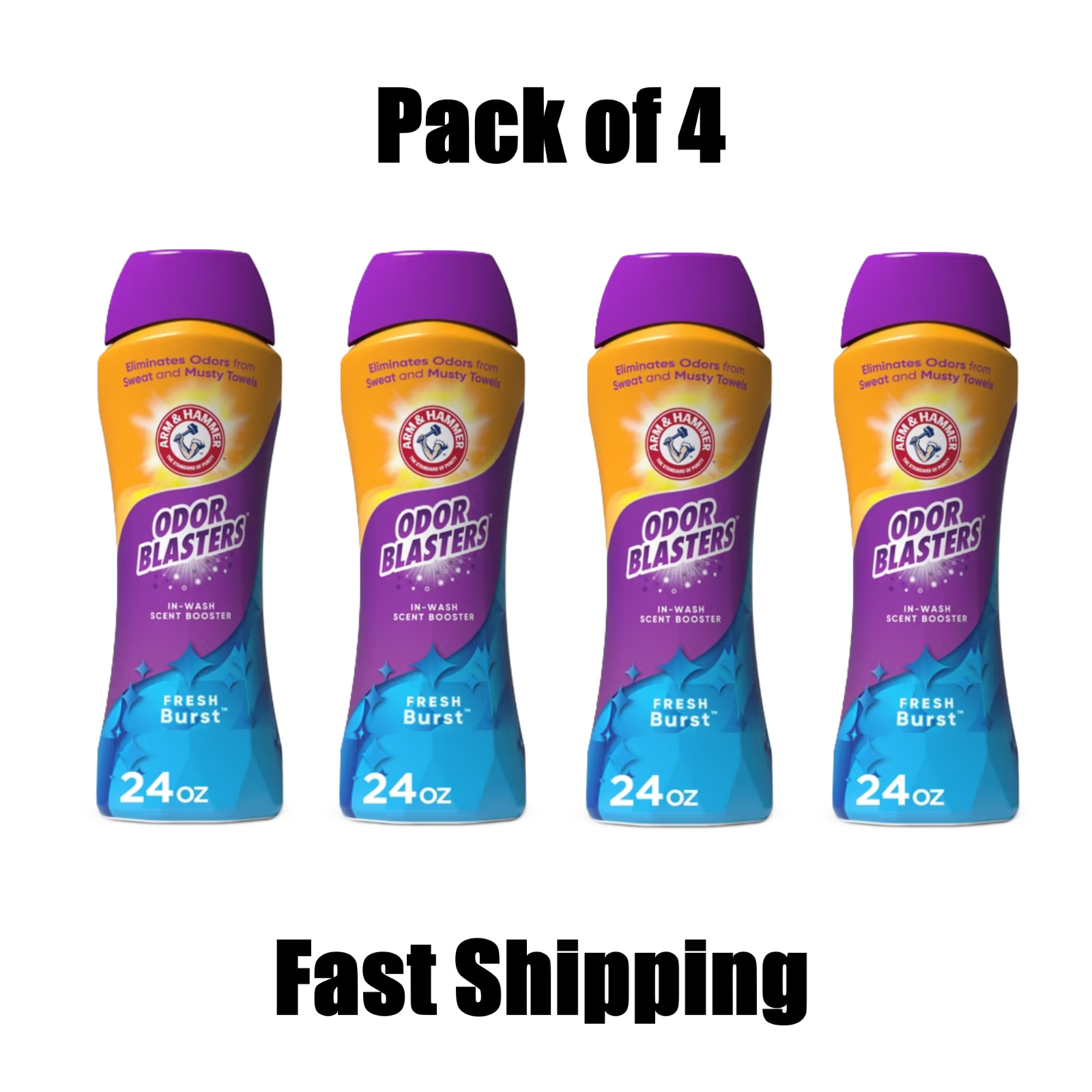 ARM & HAMMER Odor Blasters Laundry Scent Booster, Fresh 24 Ounce Pack of 4