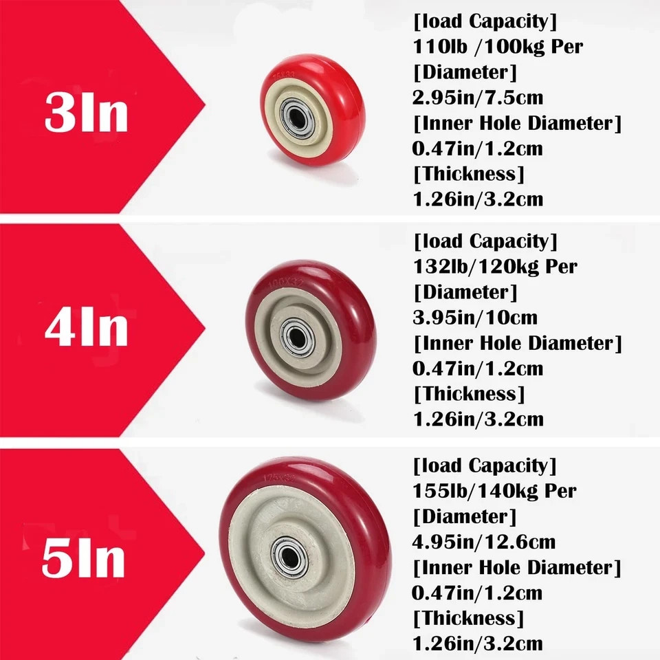 3 Inches Casters Wheels Medium Duty, 4 Packs Bearing 350 LBS, Replacement for…