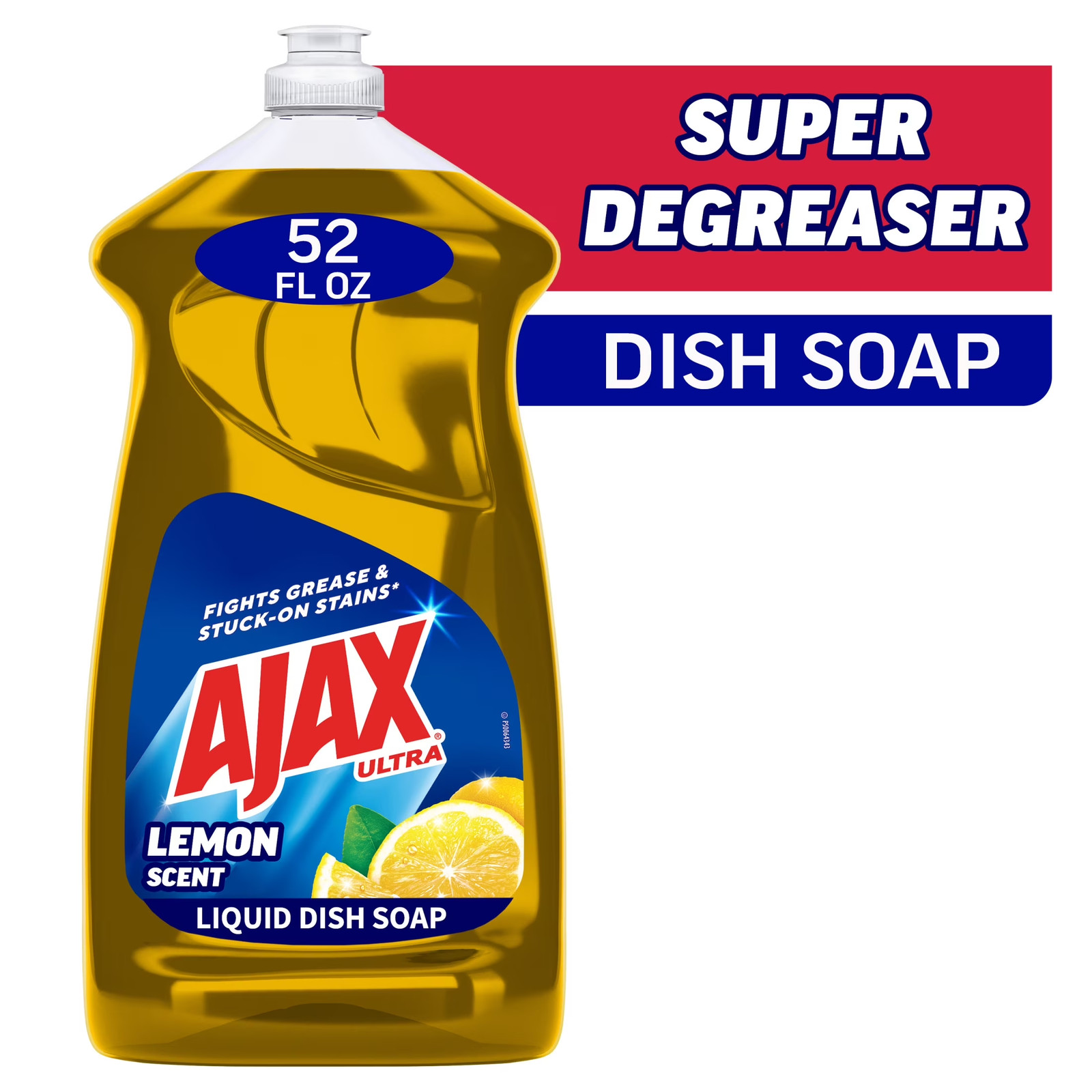 Ajax Ultra Lemon Liquid Dish Soap, Super Degreaser, Easy-Flip Cap, 52 Fl Oz