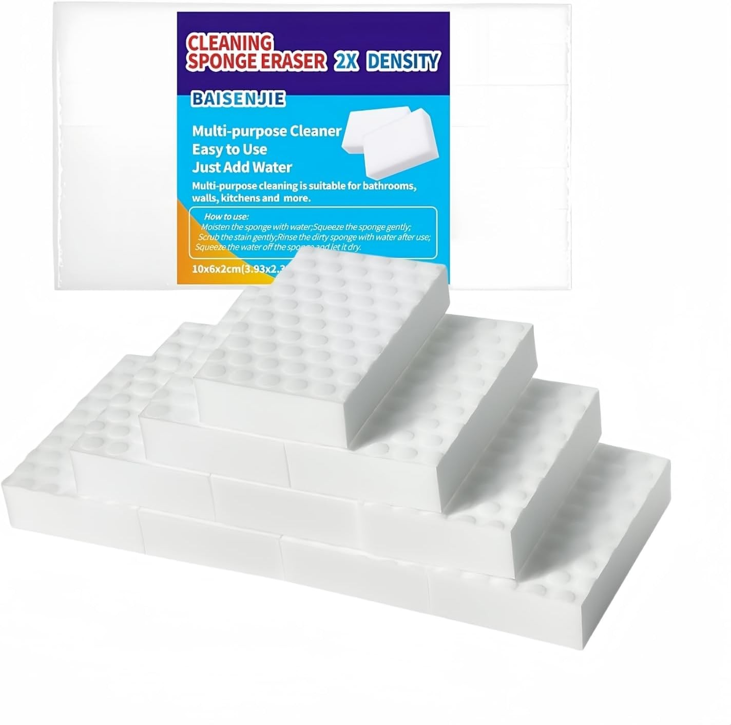 Magic Sponges Eraser,10 Pack Melamine Sponge in Bulk,2X Density,Easy to Use |