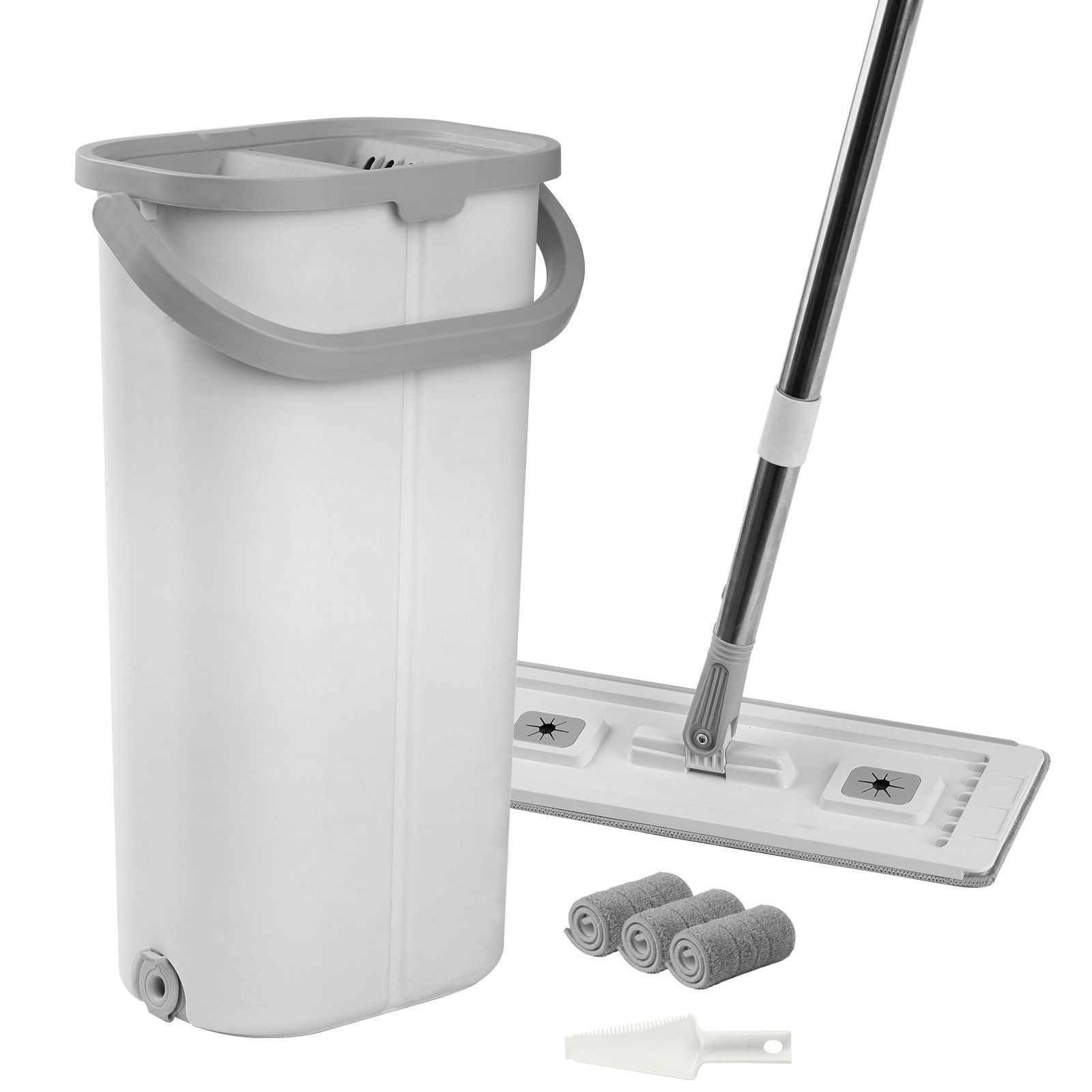 Mop and Bucket with Wringer Set, Wet & Dry Use, Flat Mop and Bucket System