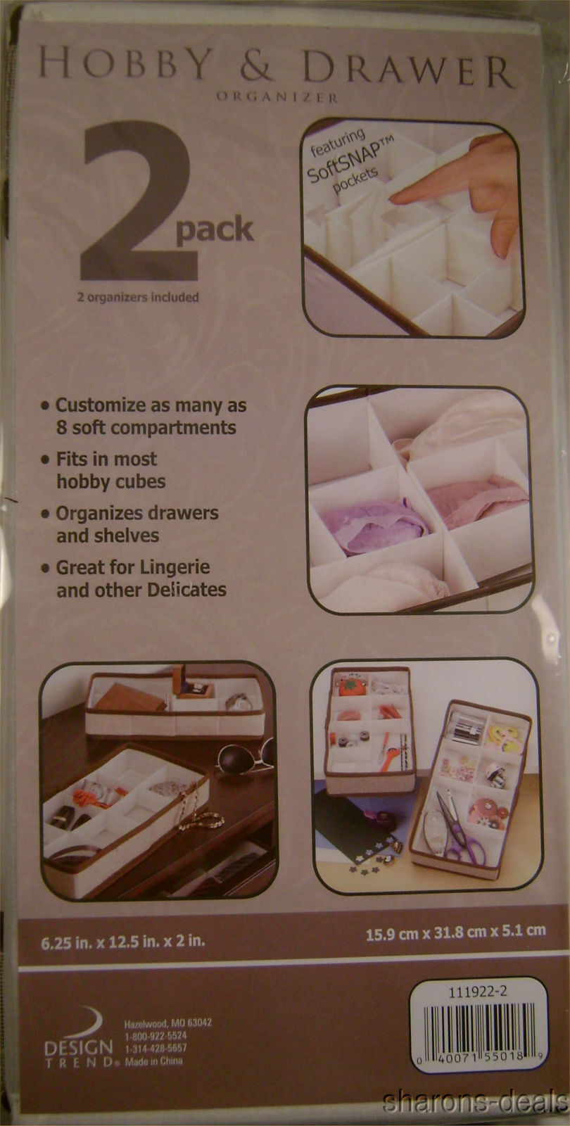 Design Trend Hobby Drawer Organizer 2 Pack Custom 6″x12″ Divider Bedroom Storage