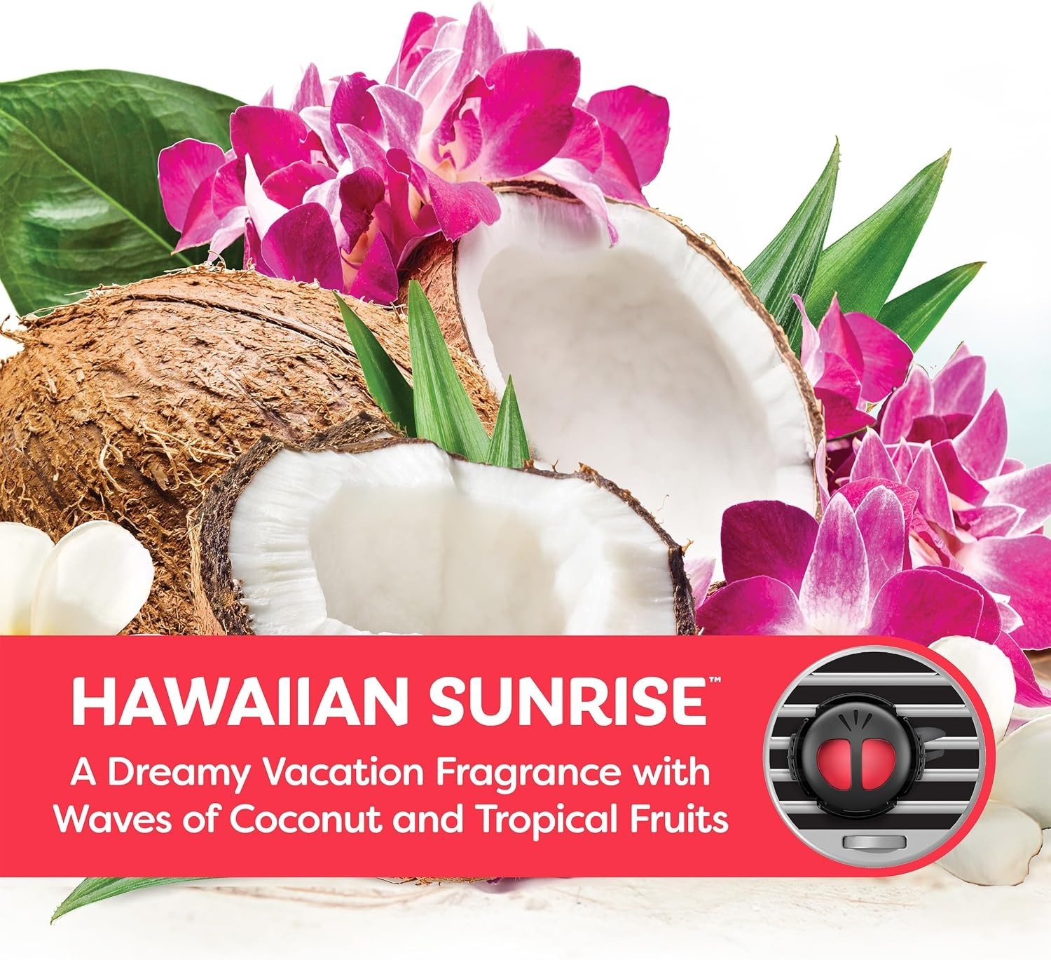 Compact Car Vent Air Fresheners – Hawaiian Sunrise Scent, 2 Pack Diffuser