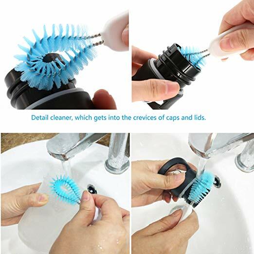 Bottle Cleaning Brush Set Nylon Bristle Long Handled Narrow Versatile Detailed
