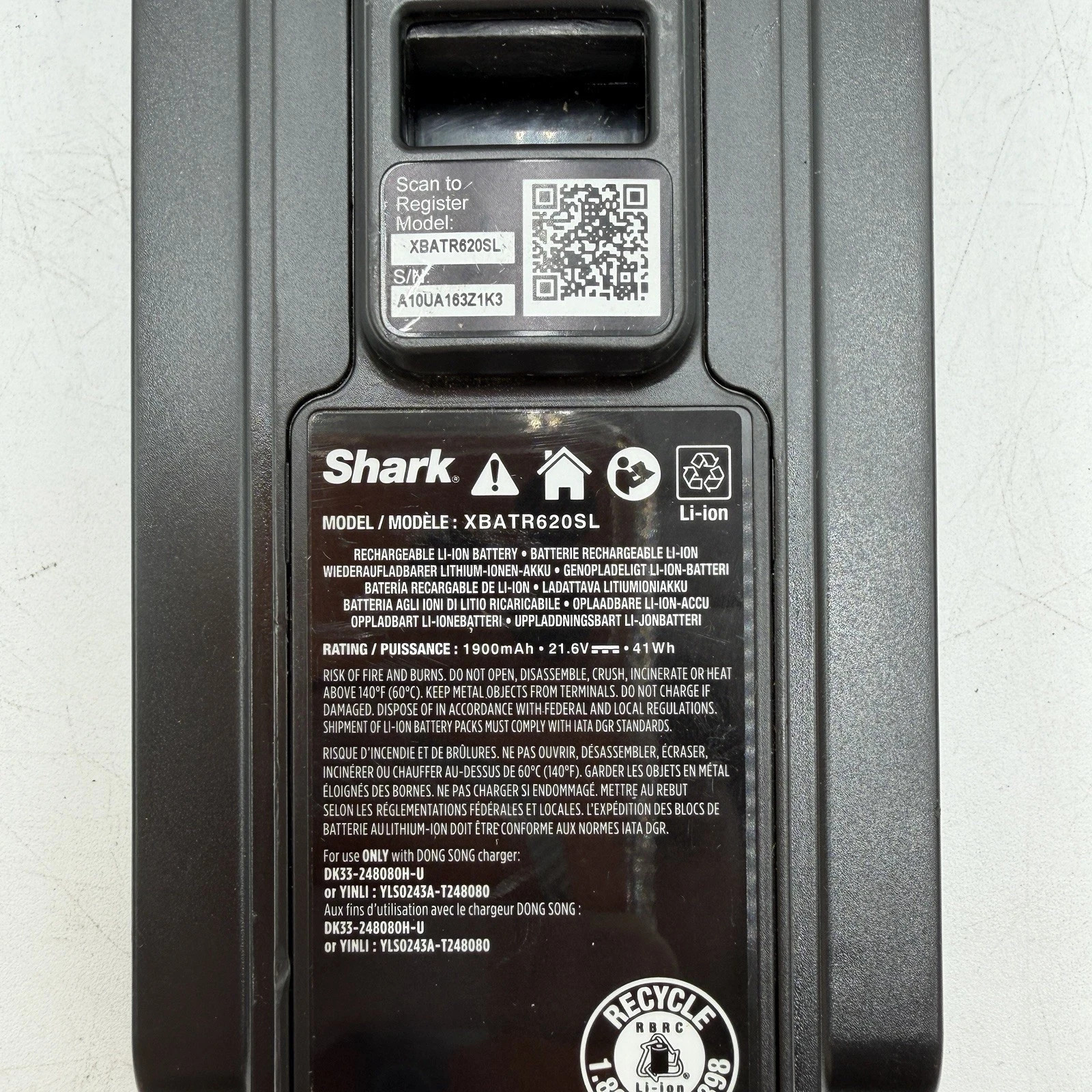Shark XBATR620SL 21.6V Lithium-Ion Battery Genuine Used Tested