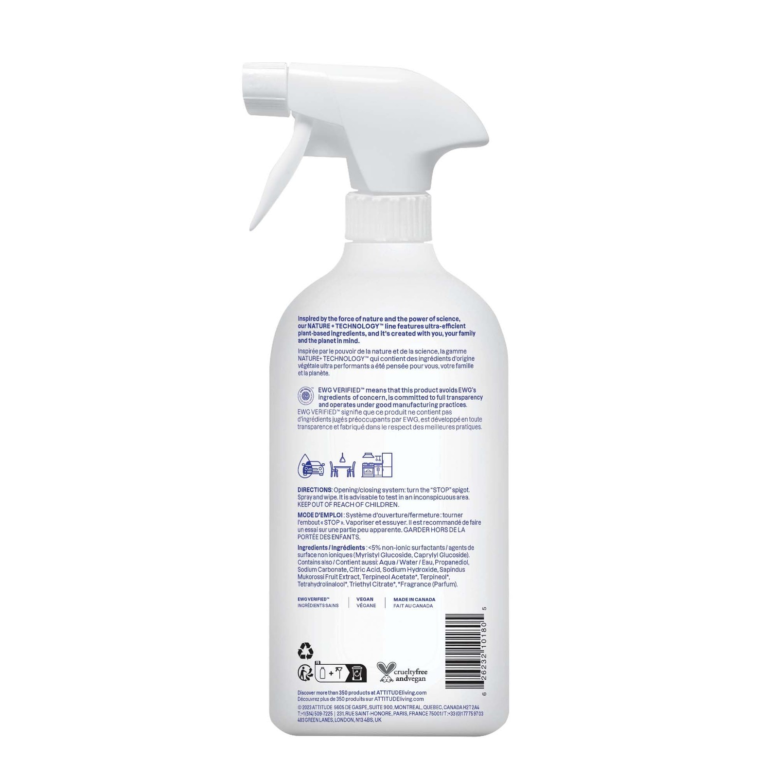 ATTITUDE All Purpose Cleaner Spray, EWG Verified, 27.1 Fl Oz (Pack of 1)