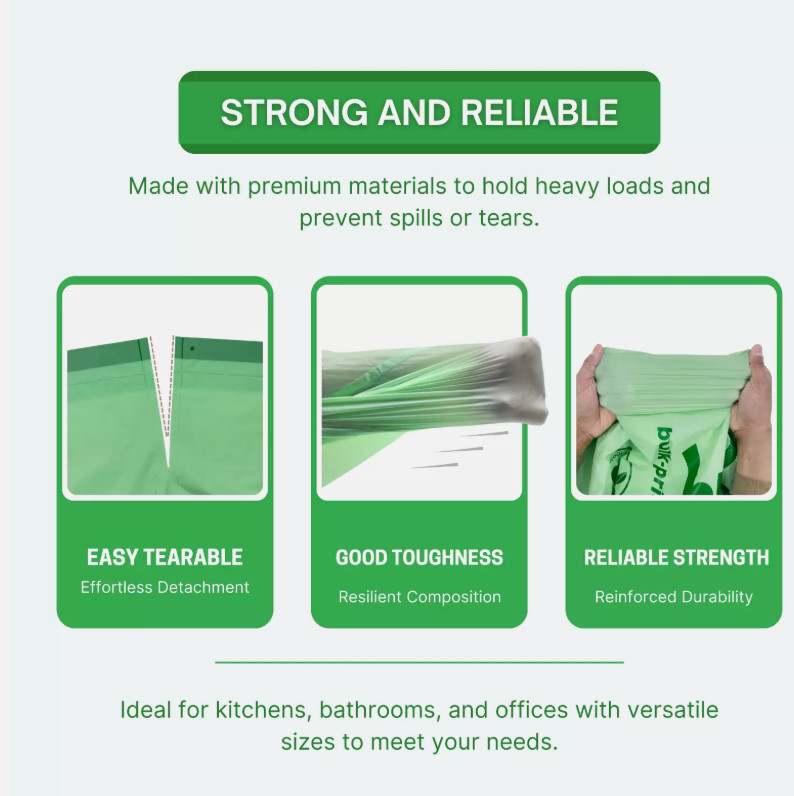 Trash Bags with Drawstring 100% Compostable Durable Garbage Bags 3,8,13 & 30 Gal
