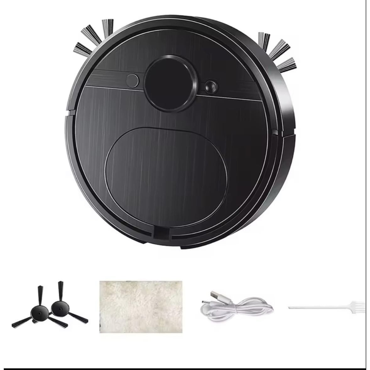 Cordless Robotic Vacuum Cleaner Mop, Black Bagless w/ Mop Pad USB Cable