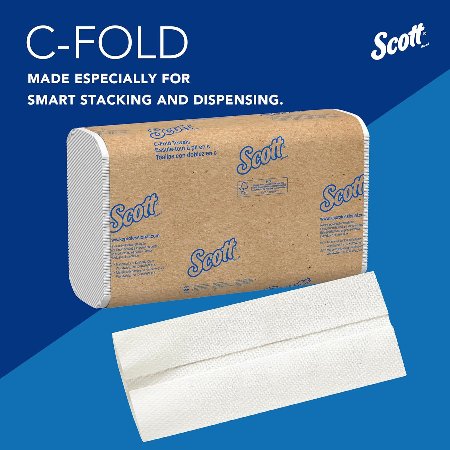 Essential C-Fold Folded Paper Towels, Bulk, Fast-Drying Absorbency Pockets