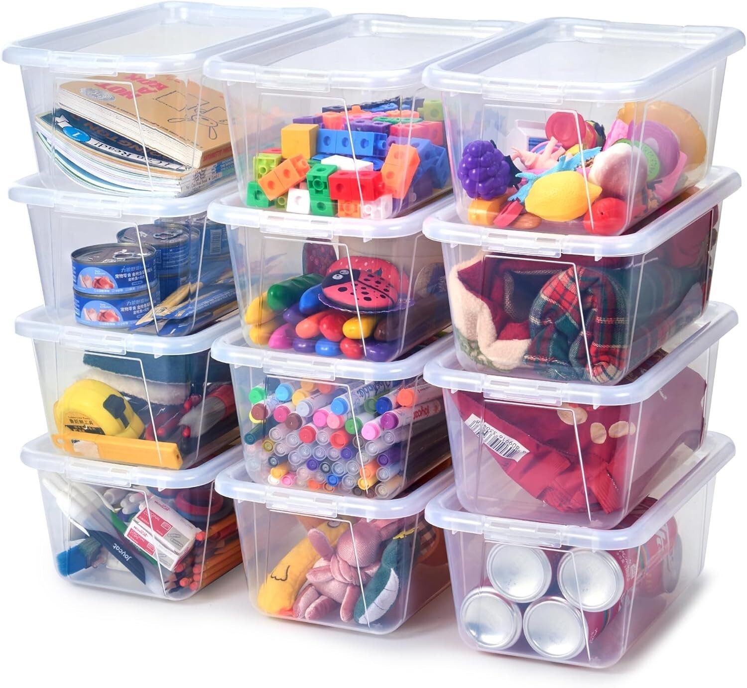 Shatterproof Transparent Storage Bins – 12 Pack 5 Qt for Classroom & Playrooms