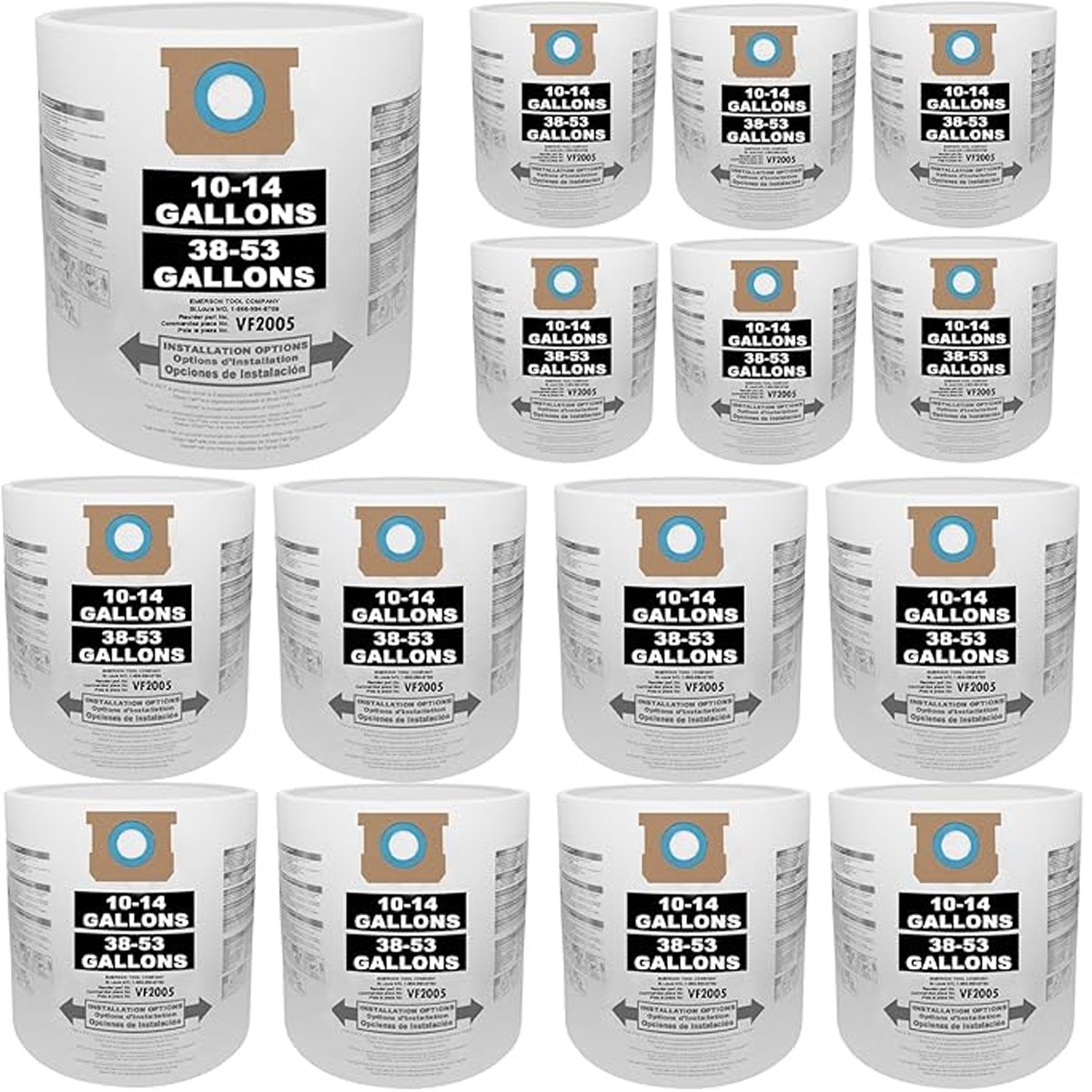 3-15 Pack VF2005 Vaccum Bag For Shop Vac Bags 10-14 Gallon Type F/I 90662 90672