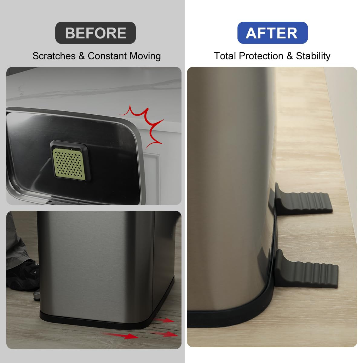 LANMU Trash Can Wall Protector and Stop Moving Backward, 4 Pcs Silicon Trash Can