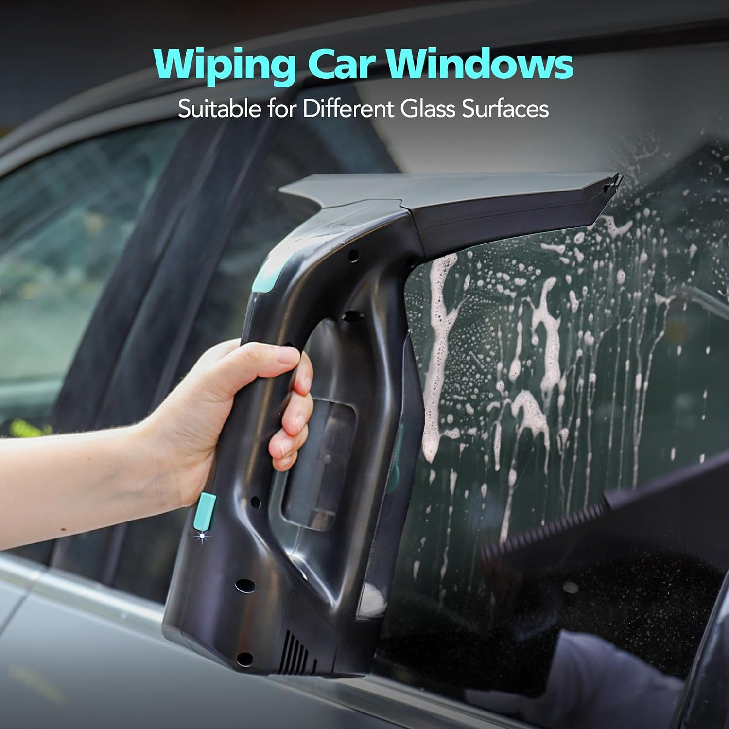 Window Vacuum Cleaner Kit Cordless, 35Min Runtime & 2 Suction Nozzles Cleaning T