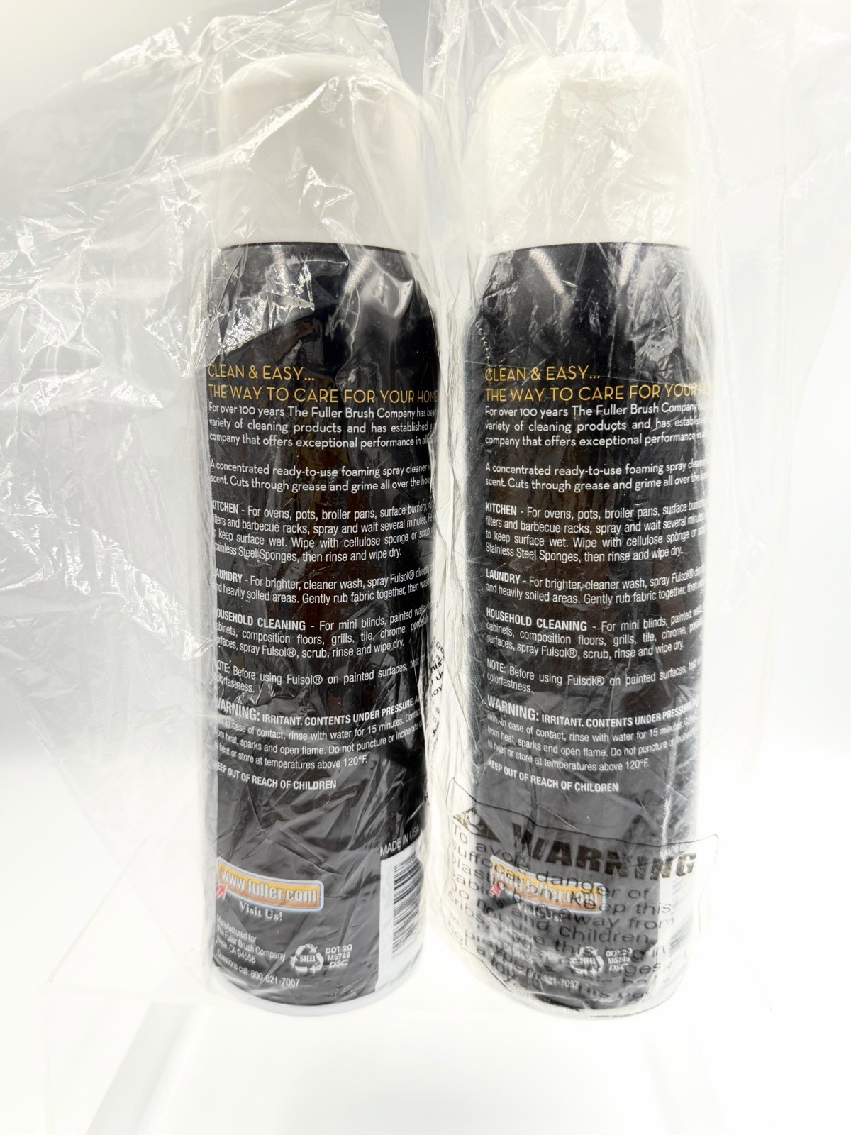 (2) Fuller Brush co Fulsol Foaming Spray Dissolves Grease Grime Oil Dirt 18 oz