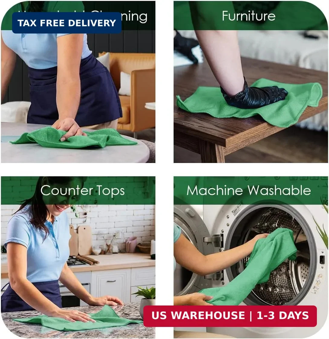 Avalon Towels Microfiber Cleaning Cloths (Value Pack of 12) – Size 12 x 12 Inche