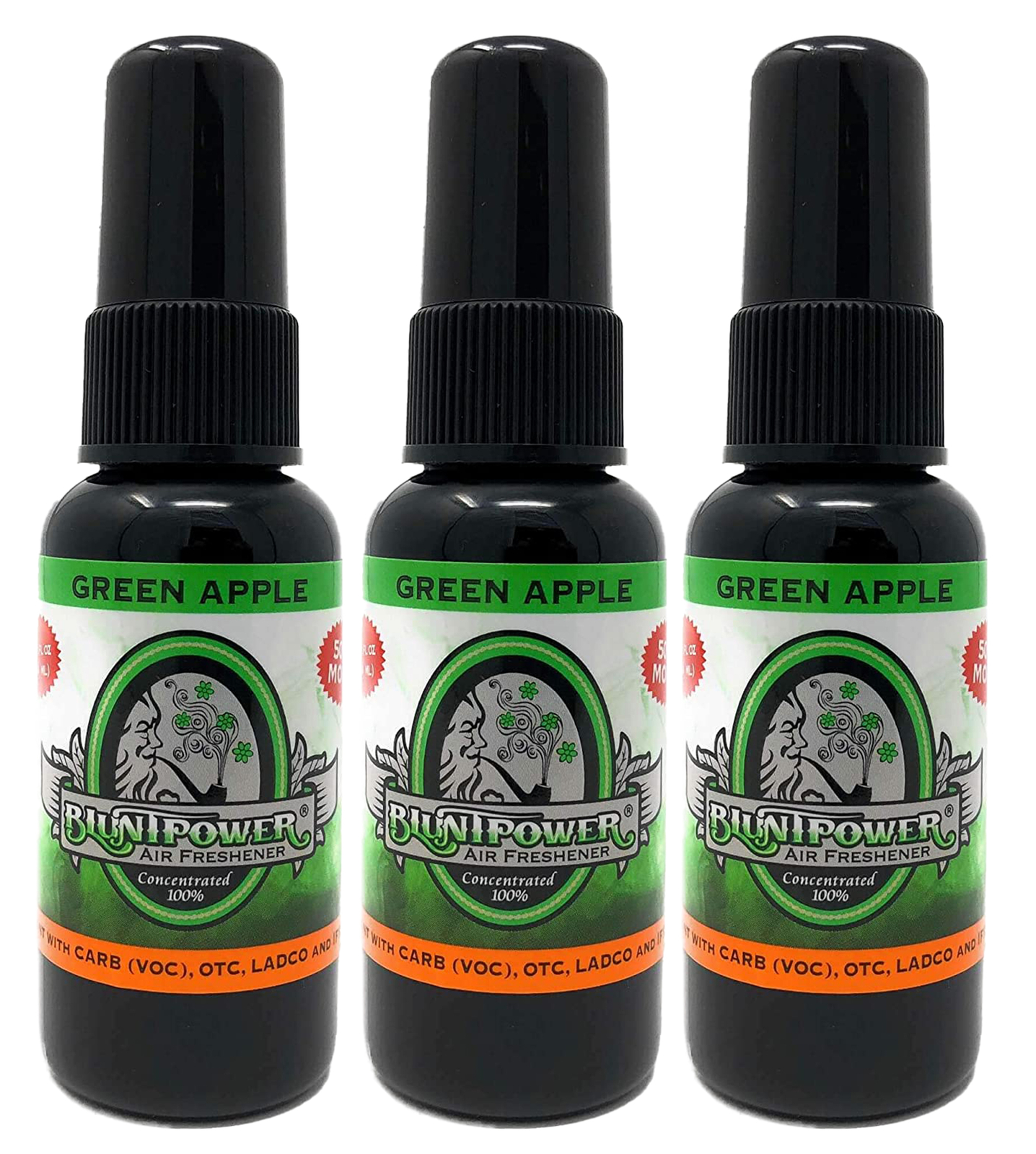 Blunt Power High Concentrated Air Freshener, Green Apple, 1.5oz, 3 Packs