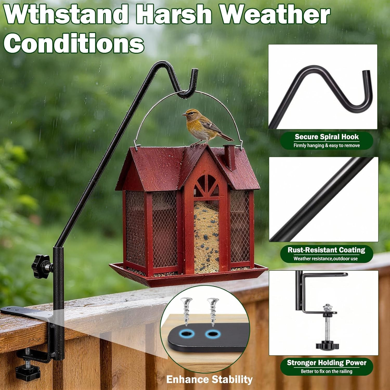 15 Inch Deck Hooks Hanger for Railing 2 Pack, Heavy Duty Shepherds Hooks