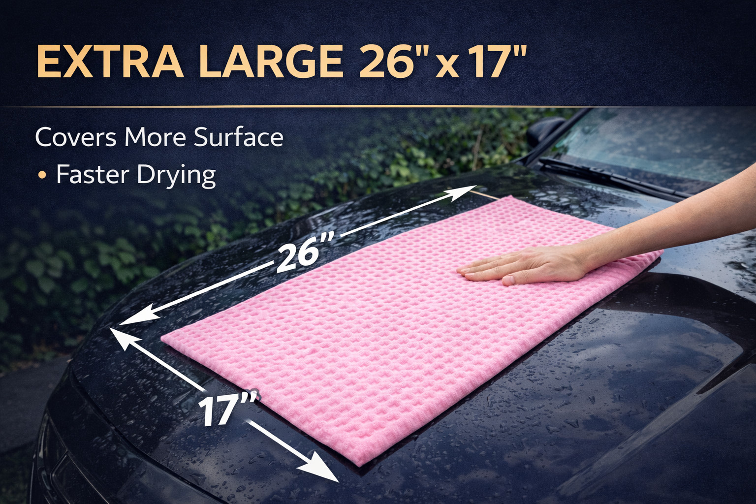 R.A. Premium 2pk (26″x17) +1 Free Shammy Cloth for Car Drying – Super Absorbent