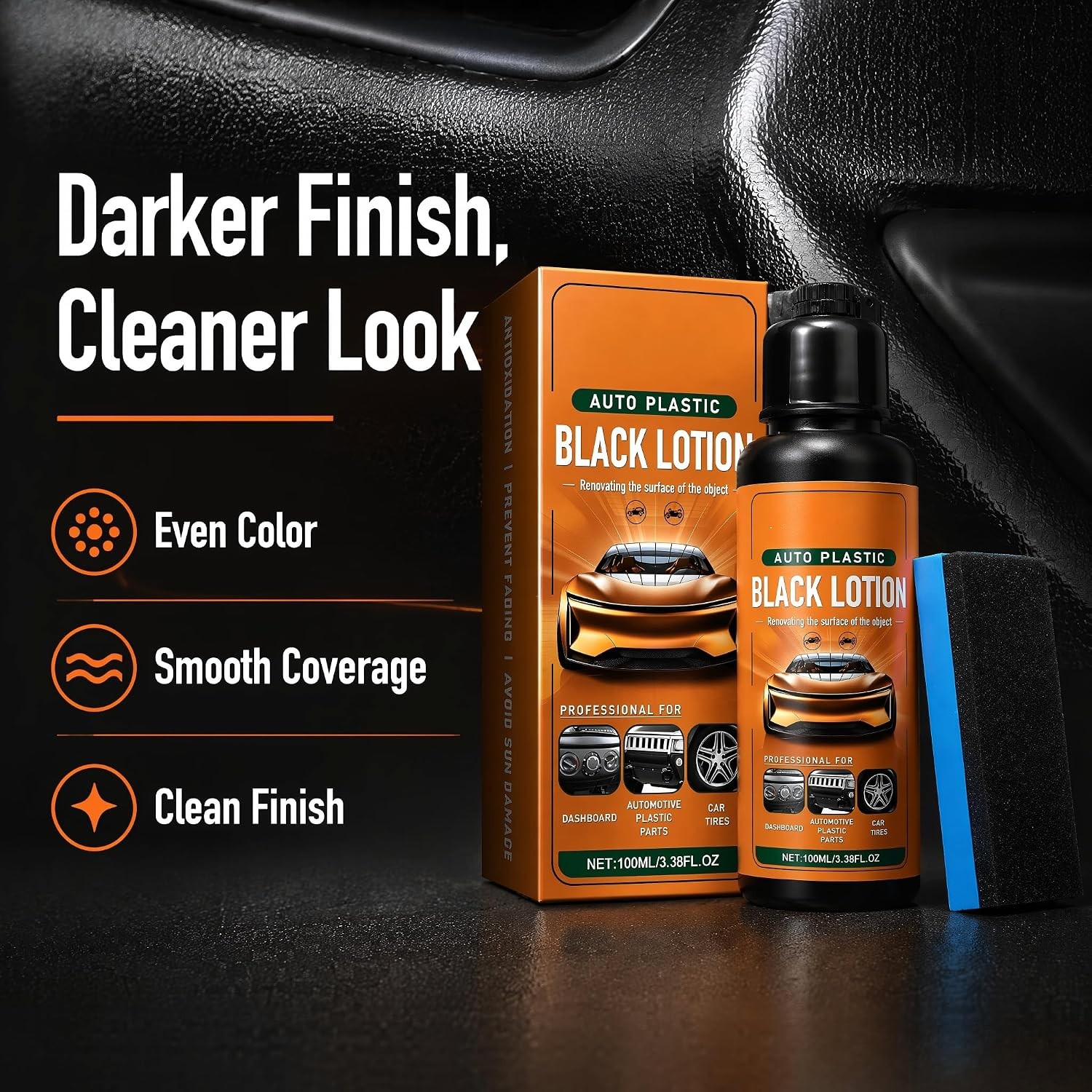 Auto Black Plastic Lotion 100ml Plastic Restorer Kit, Restore Faded Plastic & Ru