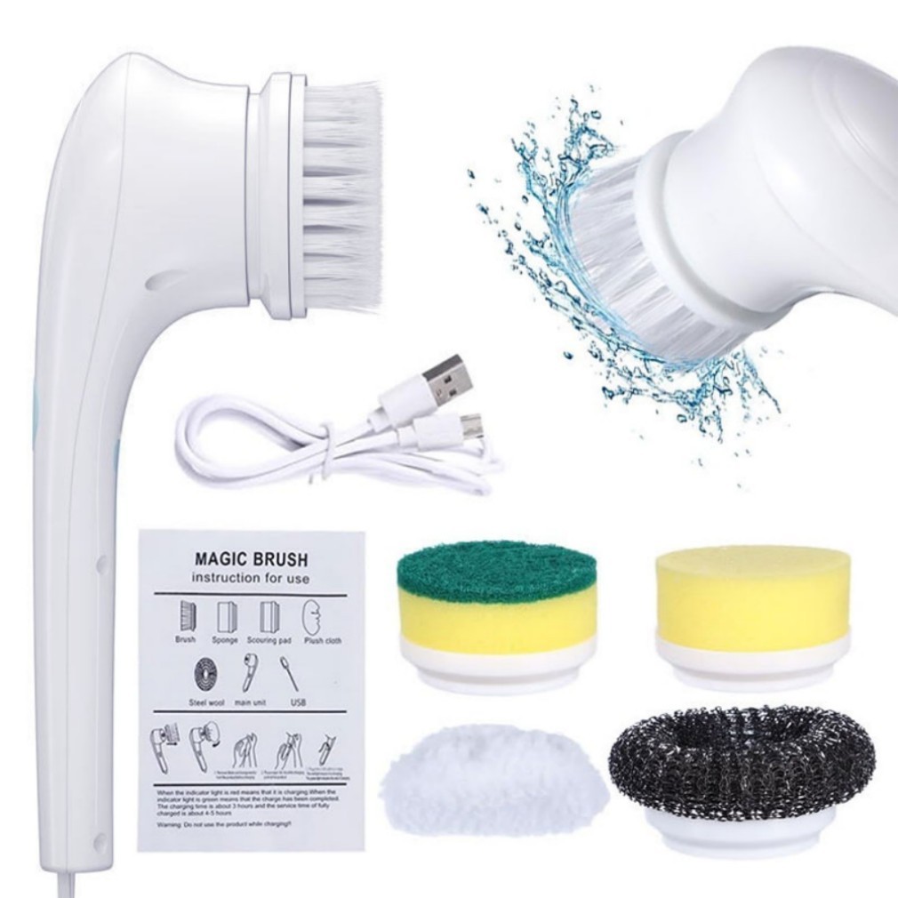 5IN1 Electric Spin Scrubber Cordless Power Cleaning Brush Rechargeable Cleaner-=