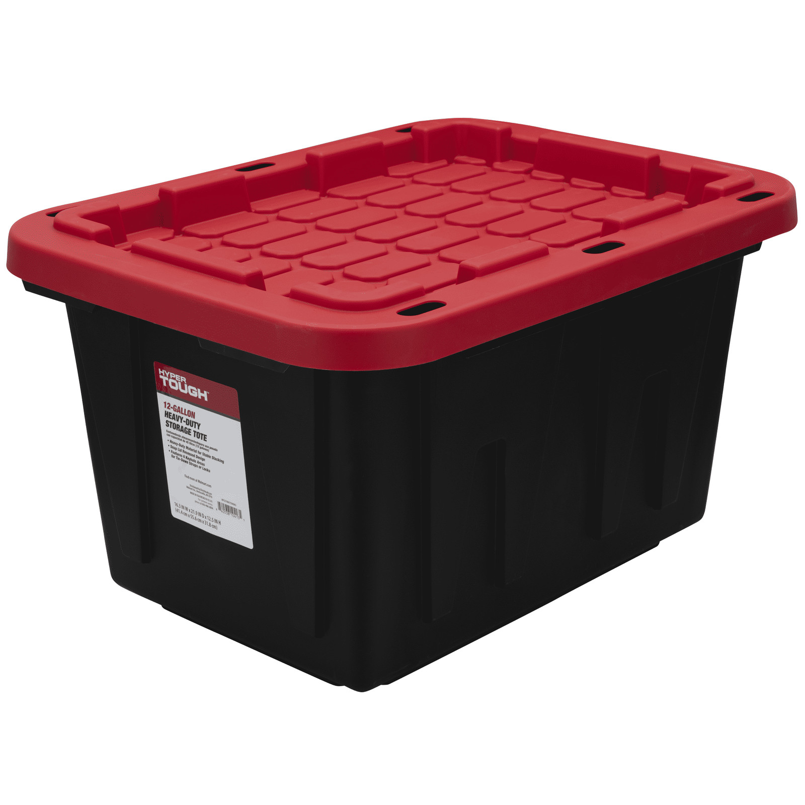 (2 pack)12 Gallon Plastic Storage Container with Snap-On Lid, Black and Red
