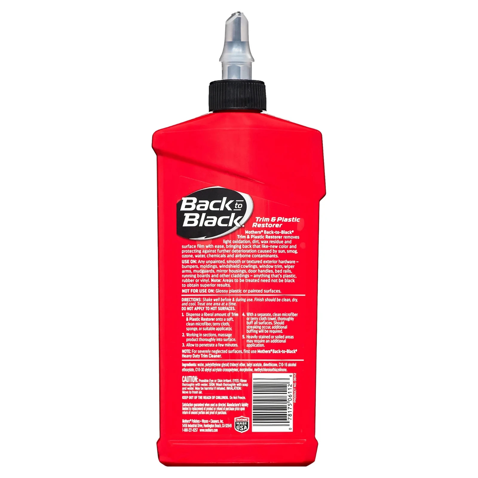 MOTHERS 06112 Back To Black Trim And Plastic Restorer – Rubber & Vinyl – 12 Oz