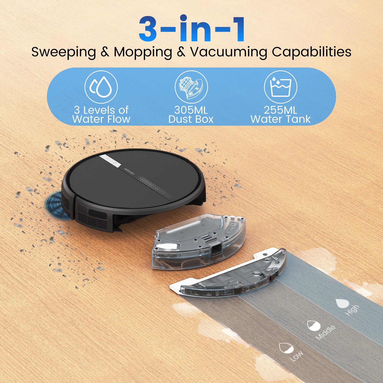 Refurbished AIRROBO G60 Robot Vacuum and Mop Combo Cleaner Sweeper 3000PA 120Min