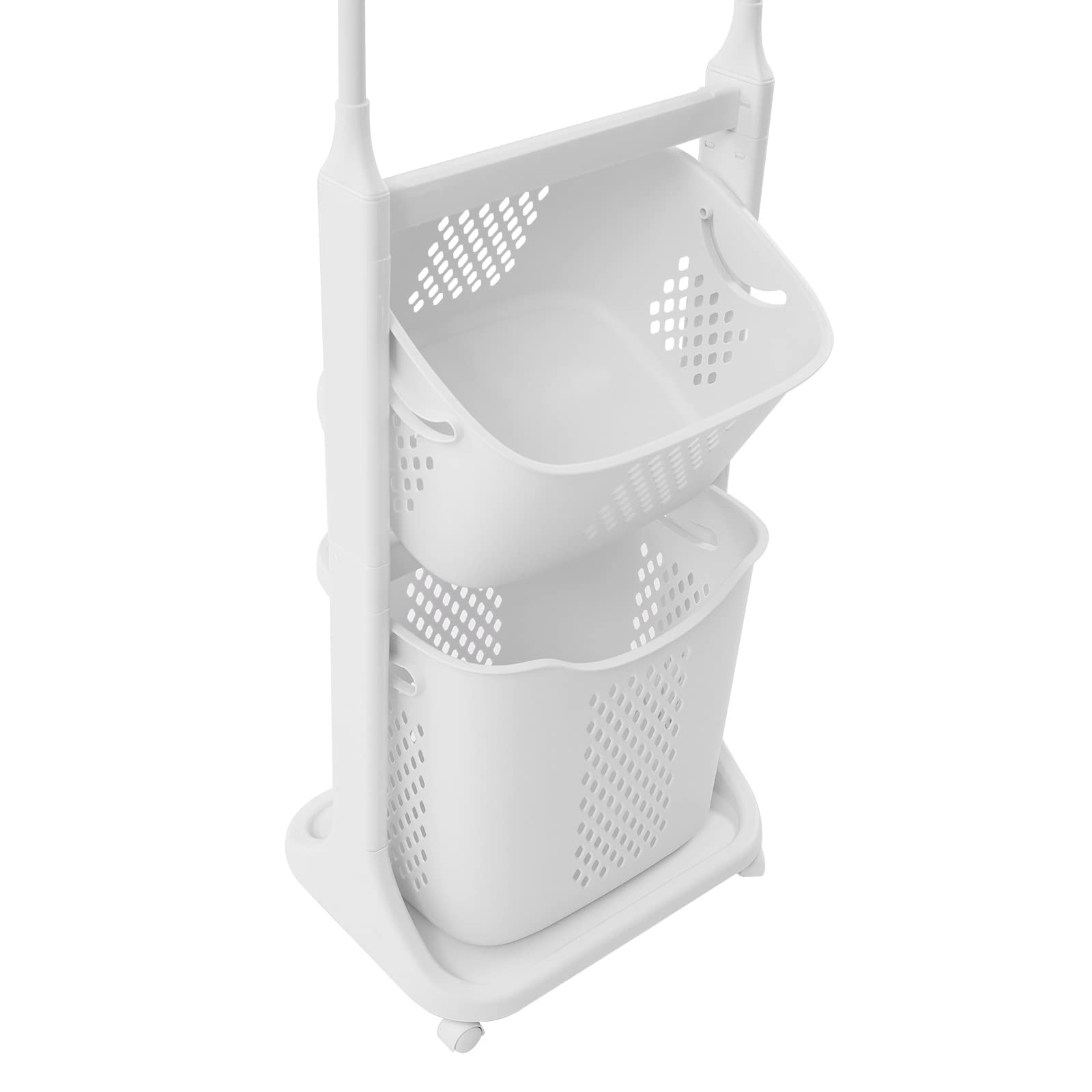 Gdrasuya10 Laundry Basket with Clothes Pole, Waterproof, ABS, PP, Linen, Metal