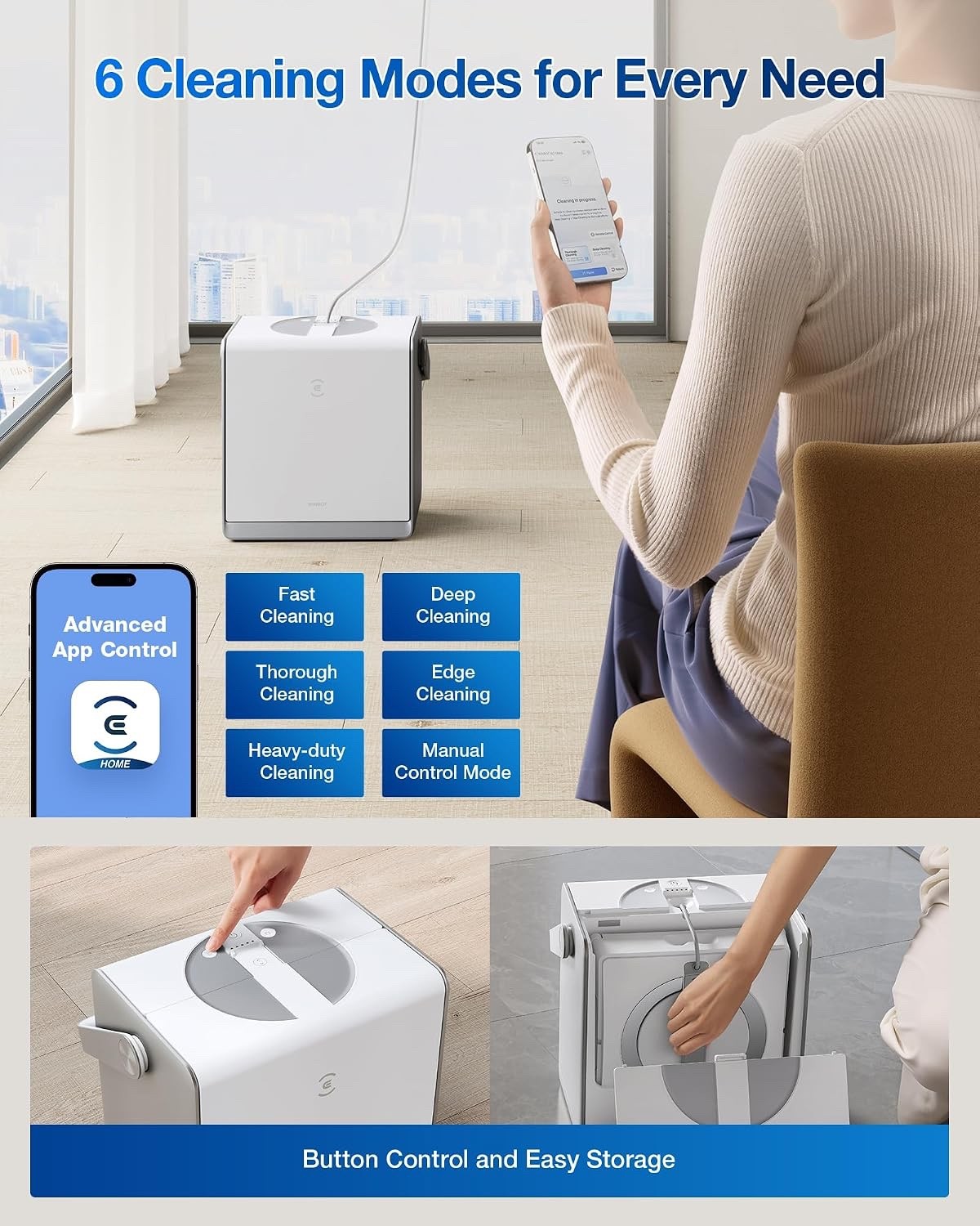 ECOVACS WINBOT W2 Pro Omni Portable Window Cleaning Robot, Intelligent Climbing
