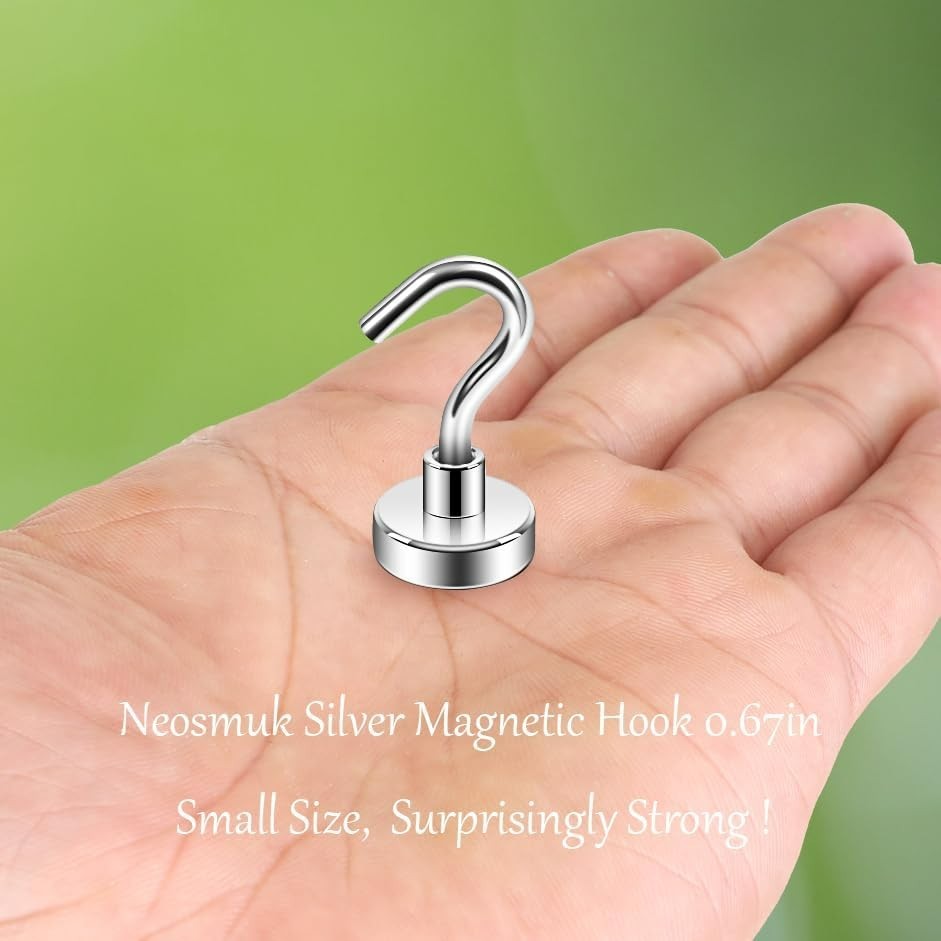 Ultra-Strong 6-Pack 30lb+ Magnetic Hooks with Rust-Free Finish for Versatile Use