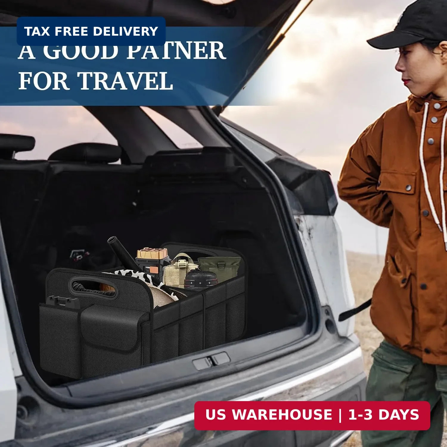 Car Trunk Organizer with Large Capacity Waterproof Car Accessories for Wo