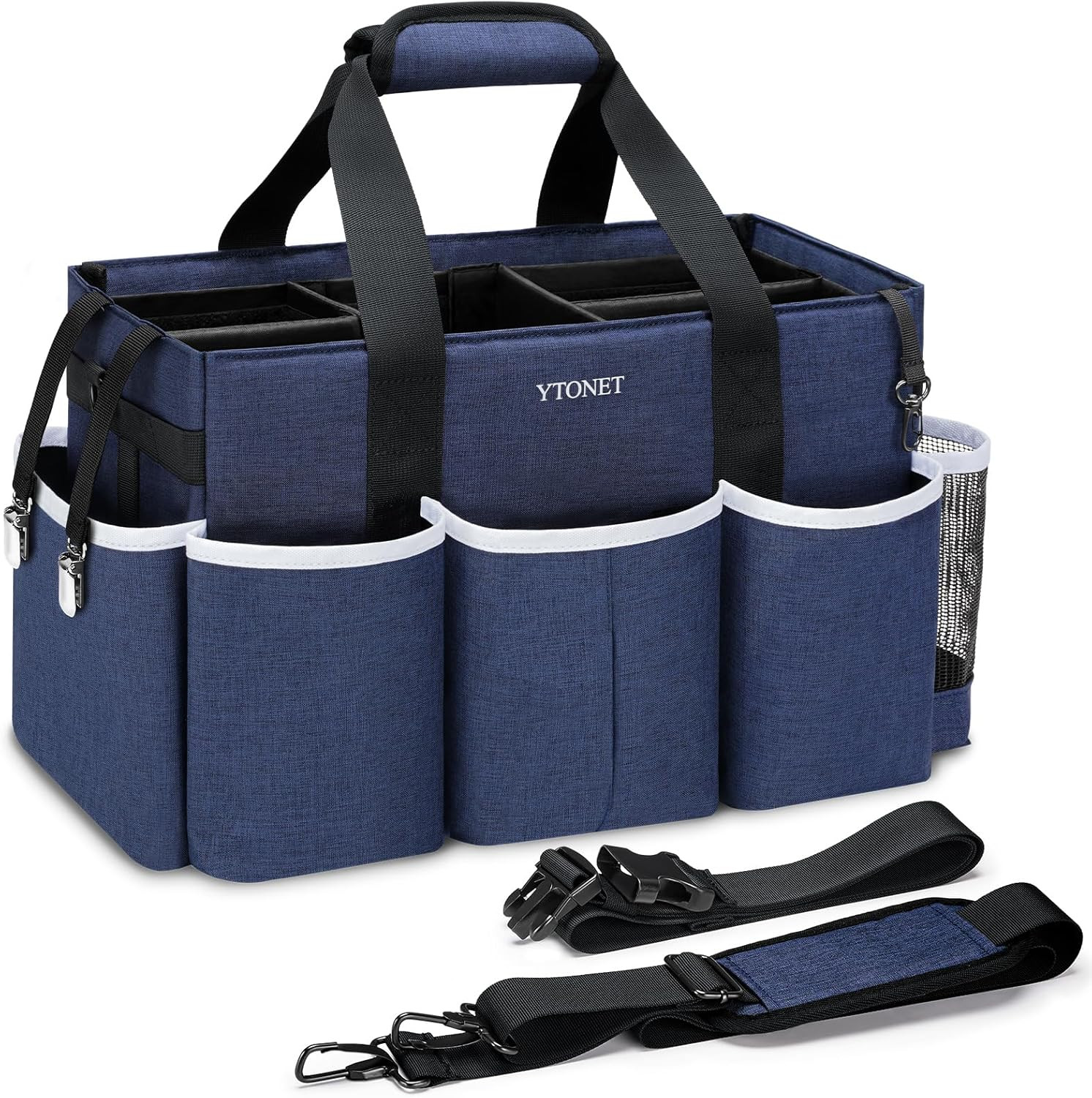 Wearable Cleaning Caddy Bag, Large Cleaning Supplies Organizer with 4 Foldable D