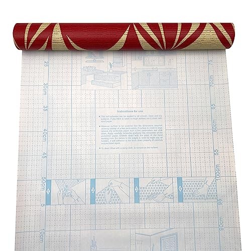 Yifely Red Geometric Design Furniture Paper Self-Adhesive Shelf Liner Dresser