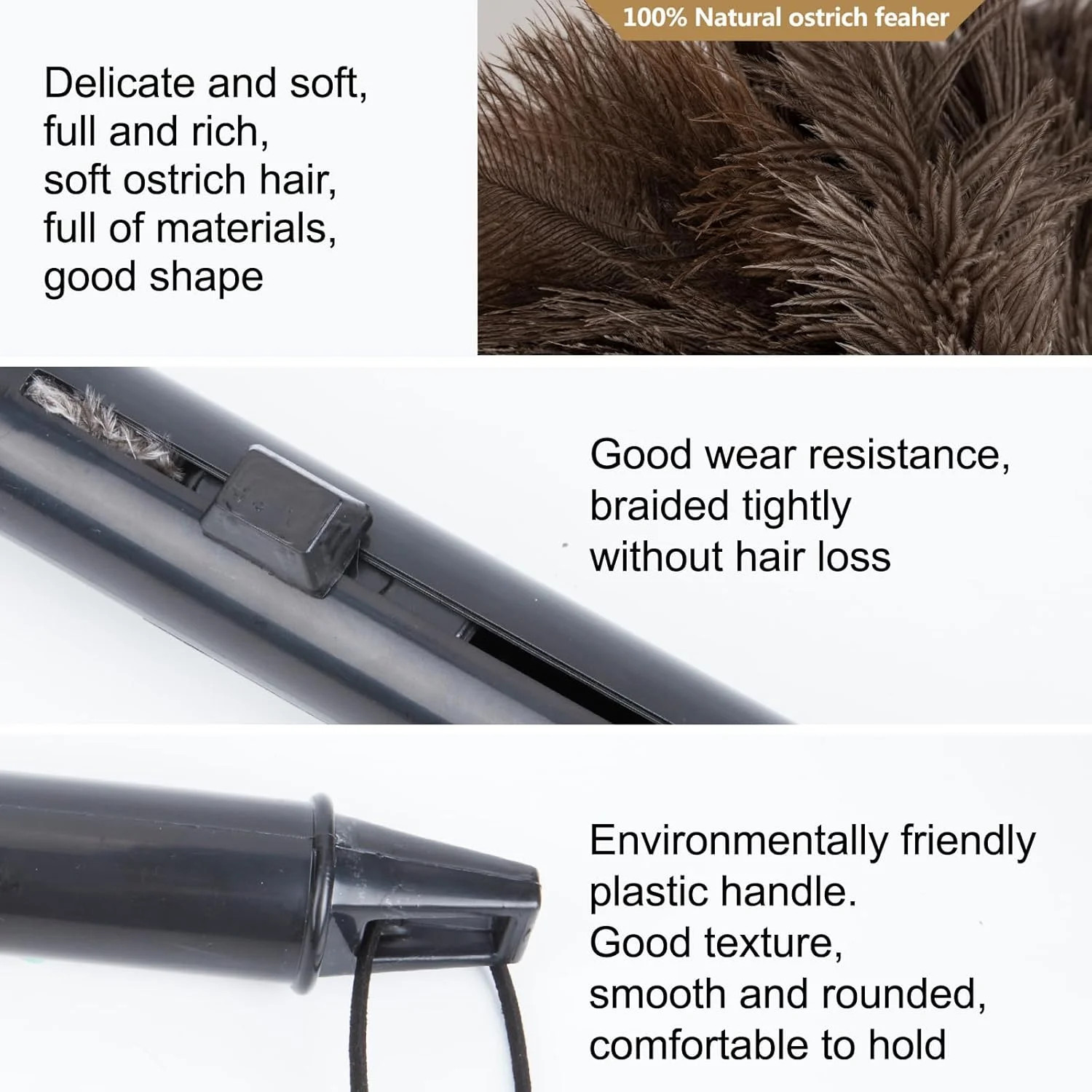 Aldwin Ostrich Feather Duster Retractable 1 Pack,16 inch Genuine Fluffy Natural