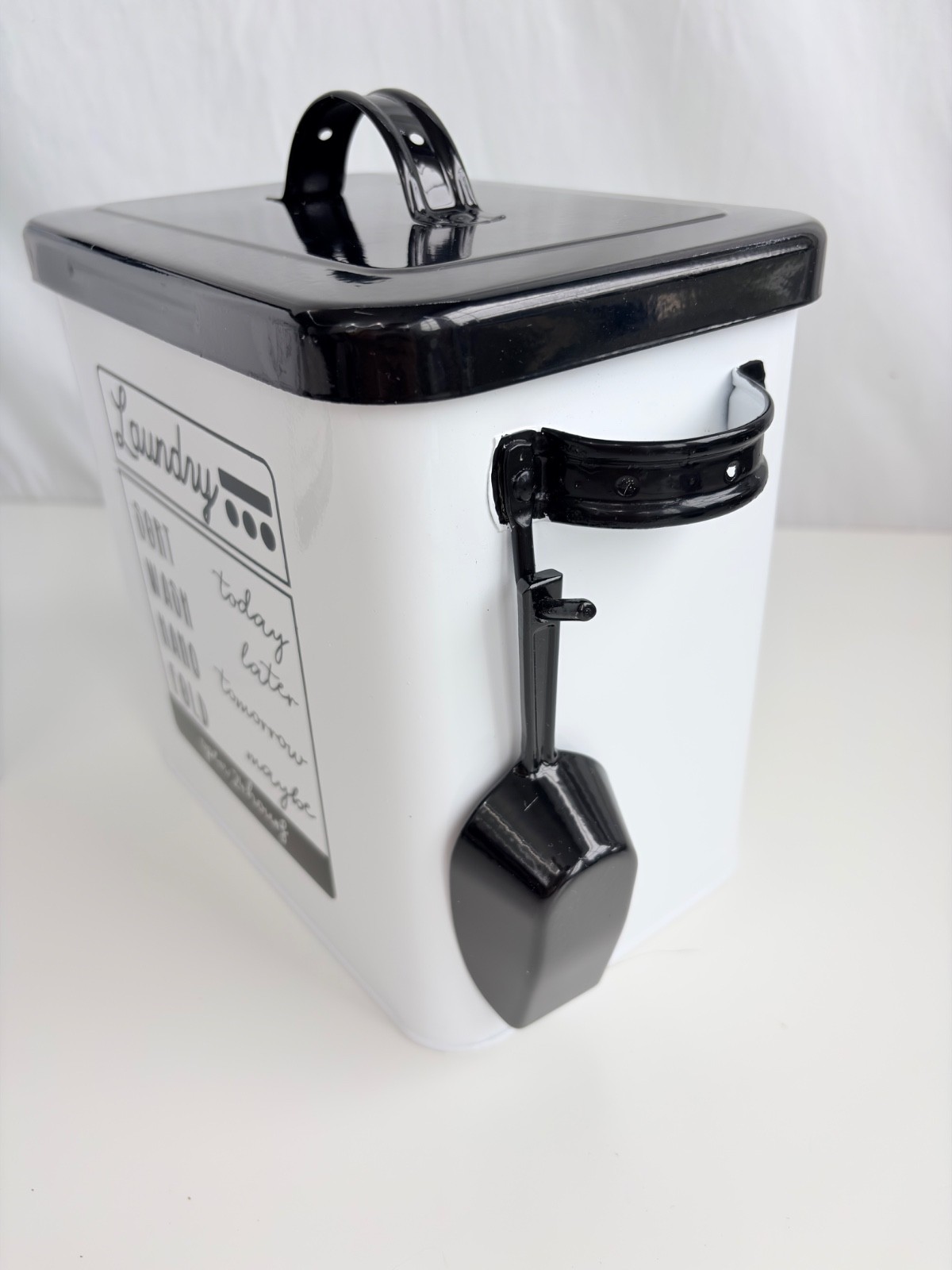 Decor Steals White Black Laundry Detergent Powder Storage Tin Boxes With Scoops