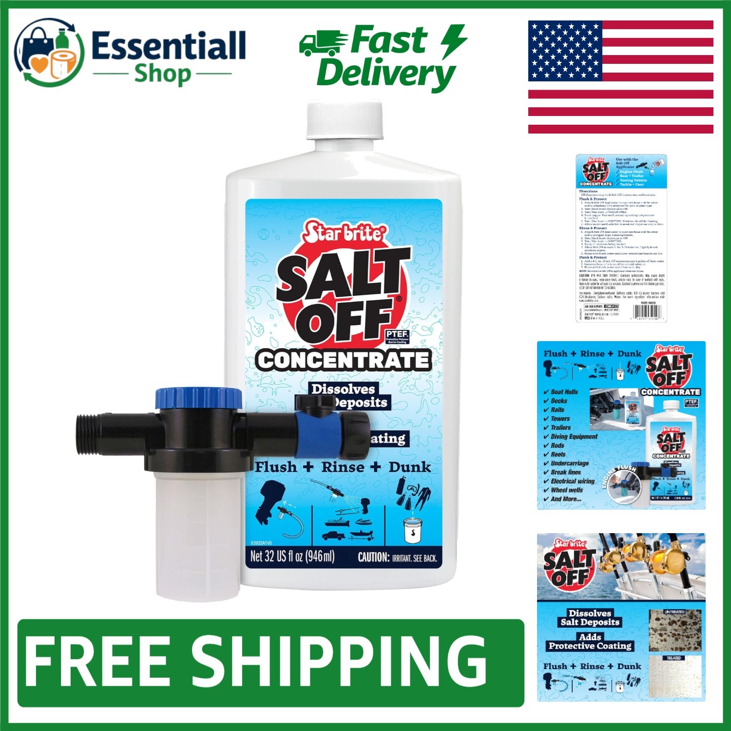 Comprehensive 32 OZ Salt Off Concentrate Kit for Marine Maintenance & Protection