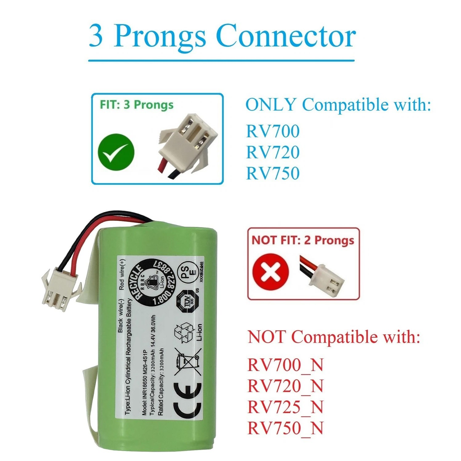 Replacement Battery 14.4V For Ionvac SmartClean 2000 CMICR18650F8M7-4S1P