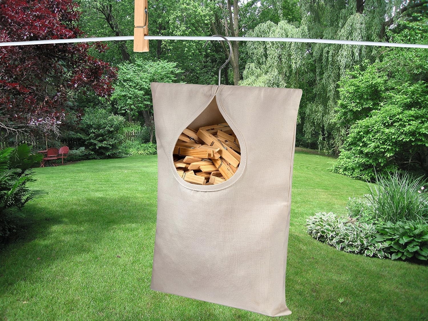 Clothespin Bag 11×15 inch Canvas Heavy Duty for 100 Pins Hanging Organizer